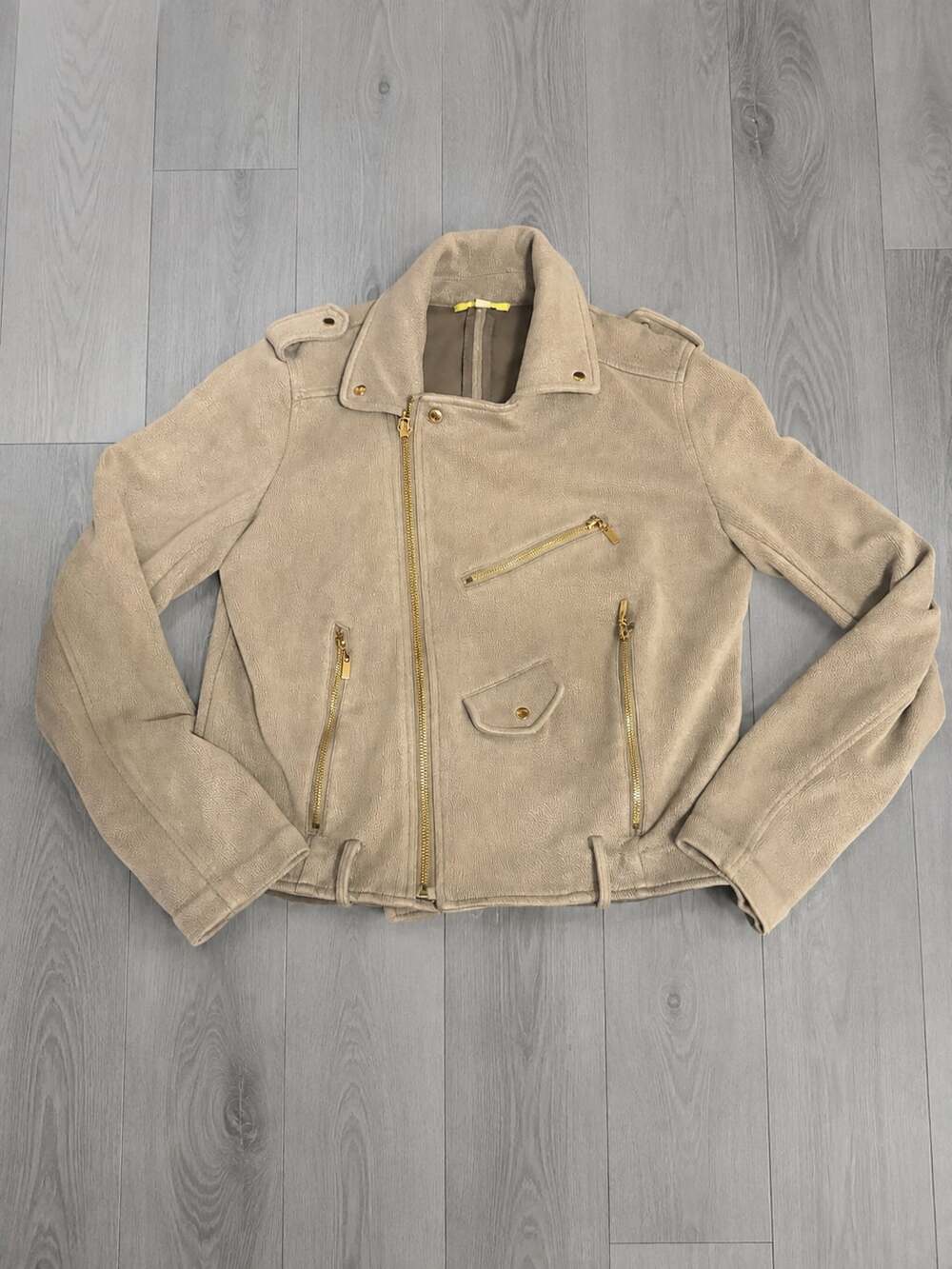 Gianni Bini Faux Suede Moto Biker Jacket gray Size M